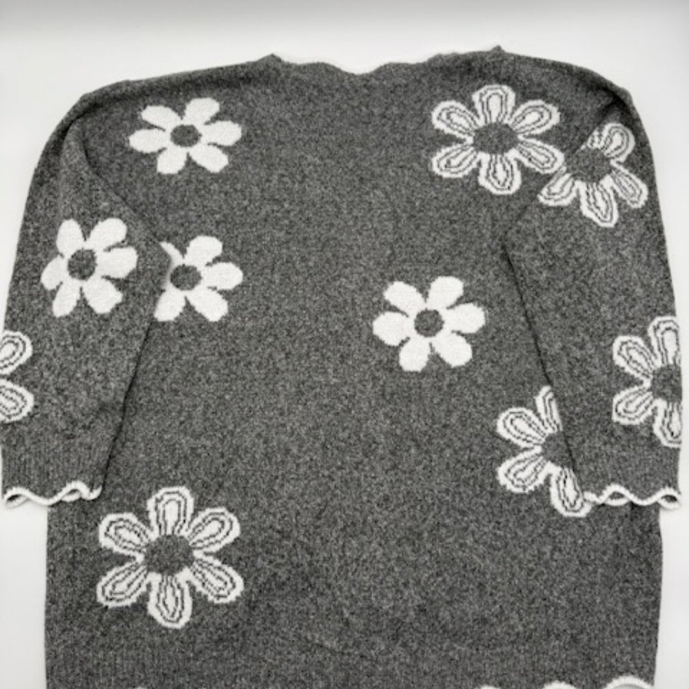 BloomChic Floral Open Front Cardigan Women Plus 18/20 Gray NWOT - Picture 7 of 7